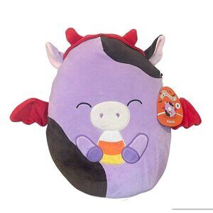 Squishmallow KellyToy Alexie Cow Candy Corn & Devil Horns Tail Halloween Tags